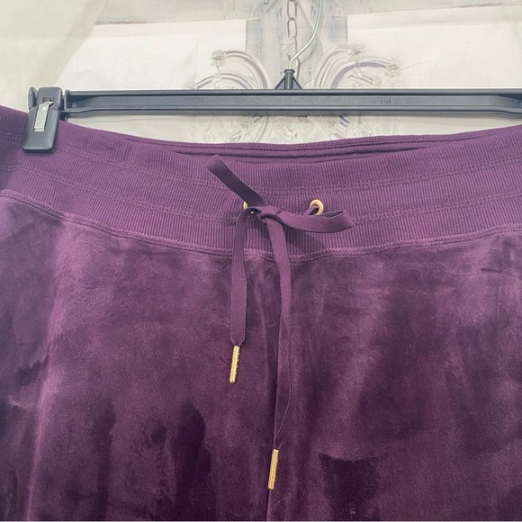 Calvin Klein Size 3X Plus Pants Purple Velvet Sweatpants Elastic Ties 32" Inseam - Picture 4 of 9